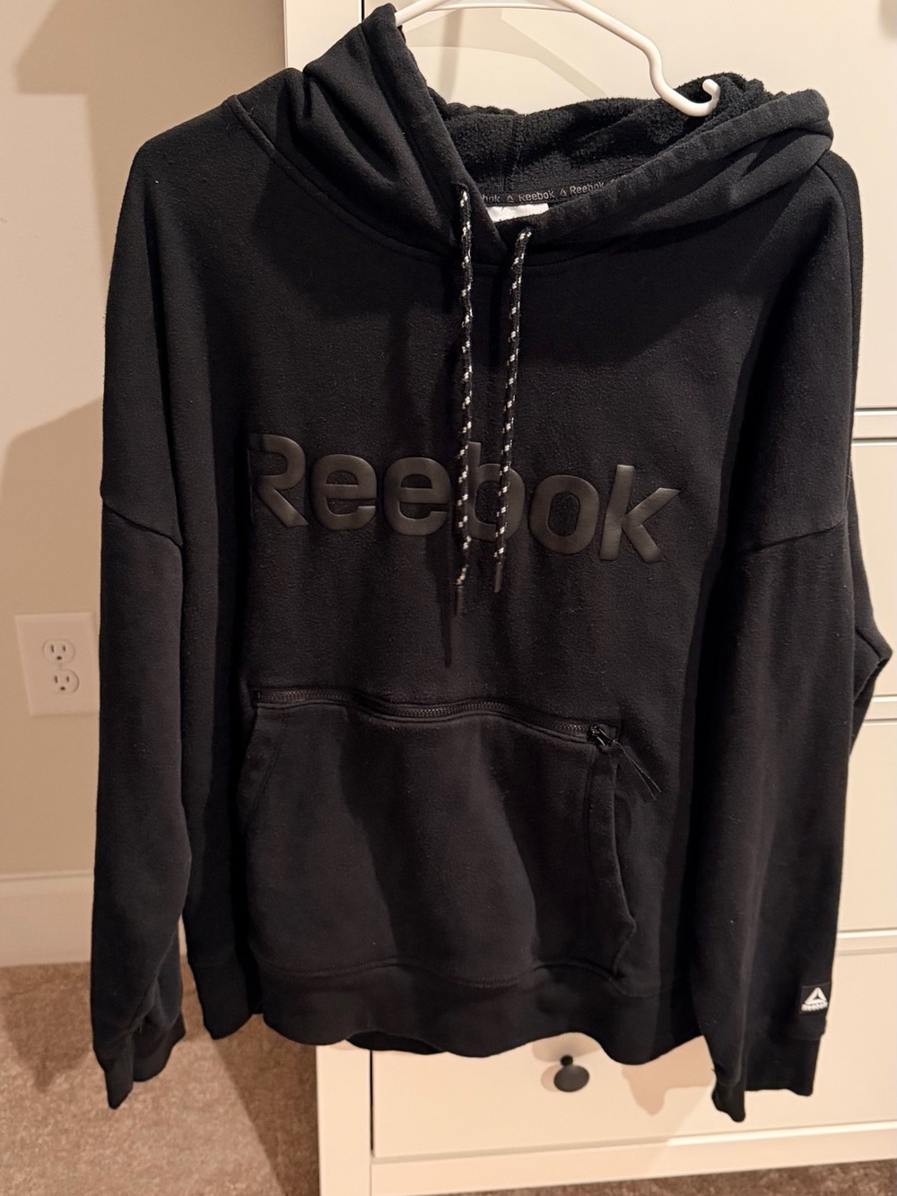 Reebok Black Pullover Hoodie with Tonal Logo